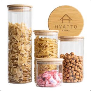 Kit potes herméticos redondos com tampa de bambu